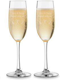 2 Pack Toasting Champagne Flutes - Clear -Personalized