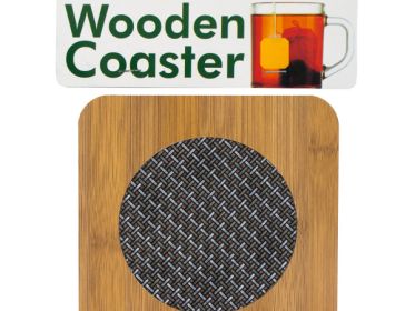 Wooden Coaster with Basketweave Pattern