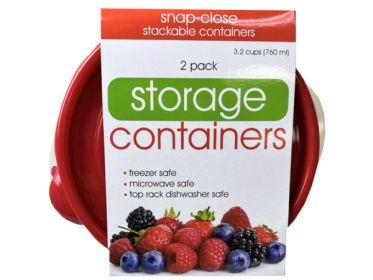 2 Pack Plastic Round Food Container