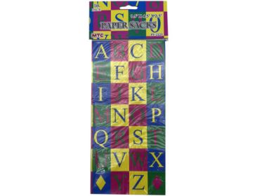 10 Piece Paper Lunch Bags in Assorted Numbers &amp; Letters