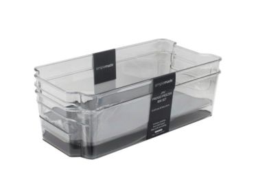 simplemade 2 pack 6" x 12.5" clear fridge bin with blue grip