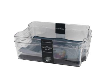 simplemade 2 pack 8.25" x 12.5" clear fridge bin with blue g