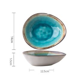 Retro Shaped Ceramic Bowls And Plates (Option: Salad Droplet bowl 9.5inches)