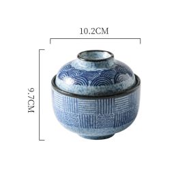 Household Dessert Japanese Ceramic Stew Bowl (Option: Blue and white porcelain)