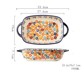 Ceramic Bowl With Special Handle For Oven And Microwave Oven (Option: Rectangle bowl L)