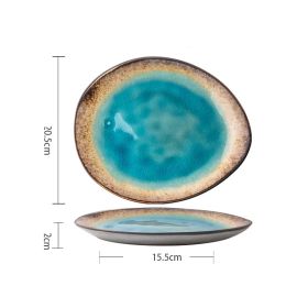 Retro Shaped Ceramic Bowls And Plates (Option: Drip tray 8inches)