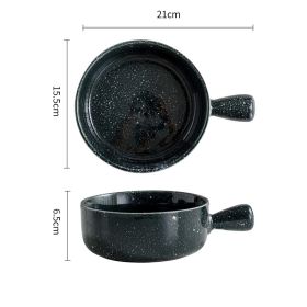 Japanese Style Ceramic Bowl With Lid Handle For Instant Noodles (Option: Starry sky)