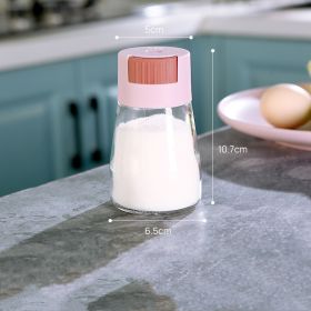 Measurable Control Salt Shaker Kitchen Sealed Glass Seasoning Jar (Color: Pink)