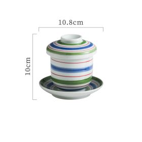 Japanese Ceramic Soup Cup With Lid (Option: Green Spin Stewed Cup)