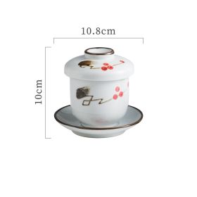 Japanese Ceramic Soup Cup With Lid (Option: Red Apricot Stewed Cup)