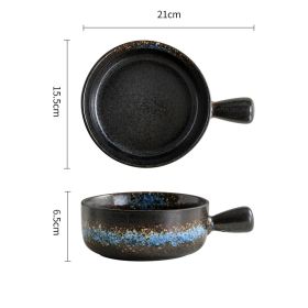 Japanese Style Ceramic Bowl With Lid Handle For Instant Noodles (Option: Blues)