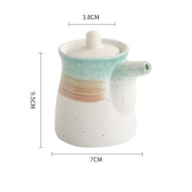 Ceramic Underglaze Color Japanese Style Seasoning Oil Pot (Option: Azure)