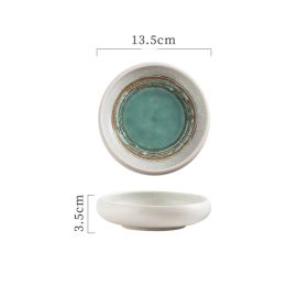 Small Dish Seasoning Ceramic Circular (Option: Green ink-S)