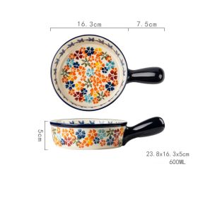 Ceramic Bowl With Special Handle For Oven And Microwave Oven (Option: Single handle Bowl)