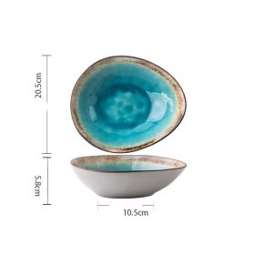 Retro Shaped Ceramic Bowls And Plates (Option: Salad Droplet bowl 8inches)