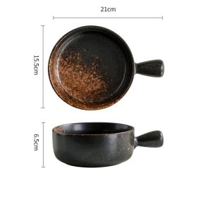 Japanese Style Ceramic Bowl With Lid Handle For Instant Noodles (Option: Dusk)