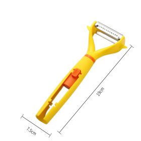 Peeling Knife 2in1 Multifunctional Stainless Steel (Option: Orange yellow1)