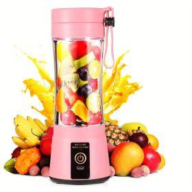 1pc 380ML Portable Blender With 6 Blades Rechargeable USB ; Personal Size Blender For Shakes And Smoothies; Traveling Fruit Veggie Juicer Cup (Color: Pink)