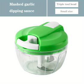 Manual Meat Grinder Vegetable Cutter Pound Garlic Artifact Shredder Baby Complementary Food Machine Hand Cut Pepper Capacity 520ml (Color: green)