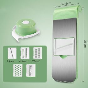 5 in 1 Blade With 5 Head Designs Household Hand Guard 304 Stainless Steel Vegetable Cutter (mode: green with 5 blade Hand guard)