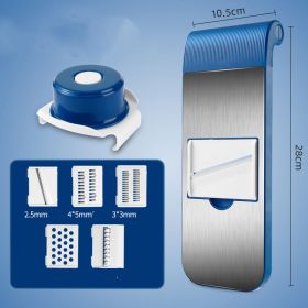 5 in 1 Blade With 5 Head Designs Household Hand Guard 304 Stainless Steel Vegetable Cutter (mode: blue with 5 blade Hand guard)