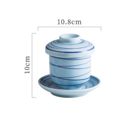 Japanese Ceramic Soup Cup With Lid (Option: Blue Thread Stewed Cup)