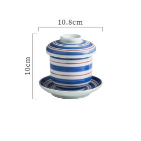 Japanese Ceramic Soup Cup With Lid (Option: Blue Spin Stewed Cup)