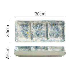 Three Grid Ceramic Dish With Vegetable Sauce (Option: The sky)