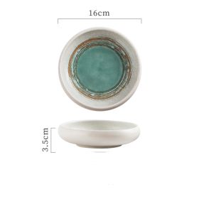 Small Dish Seasoning Ceramic Circular (Option: Green ink-L)