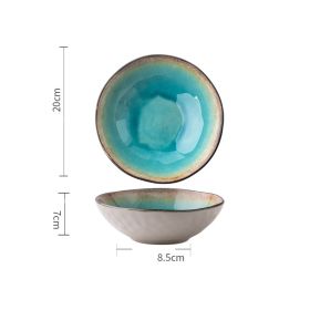 Retro Shaped Ceramic Bowls And Plates (Option: Salad bowl 8inches)