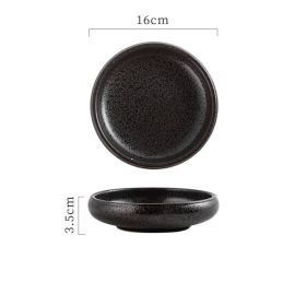 Small Dish Seasoning Ceramic Circular (Option: Black rhyme-L)